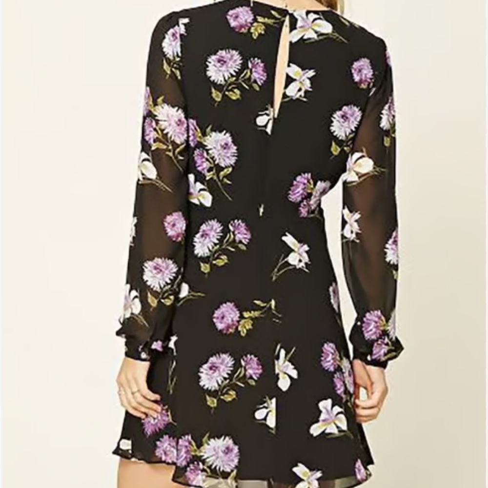 Forever 21 Black Dress with Purple Floral Print